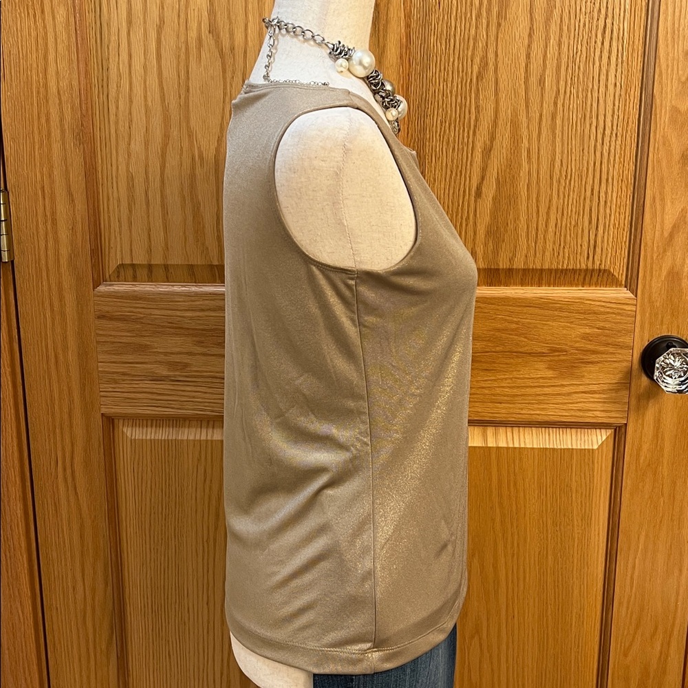 Chico's Travelers Metallic Gold Shell, Cami, Tank - Picture 4 of 7